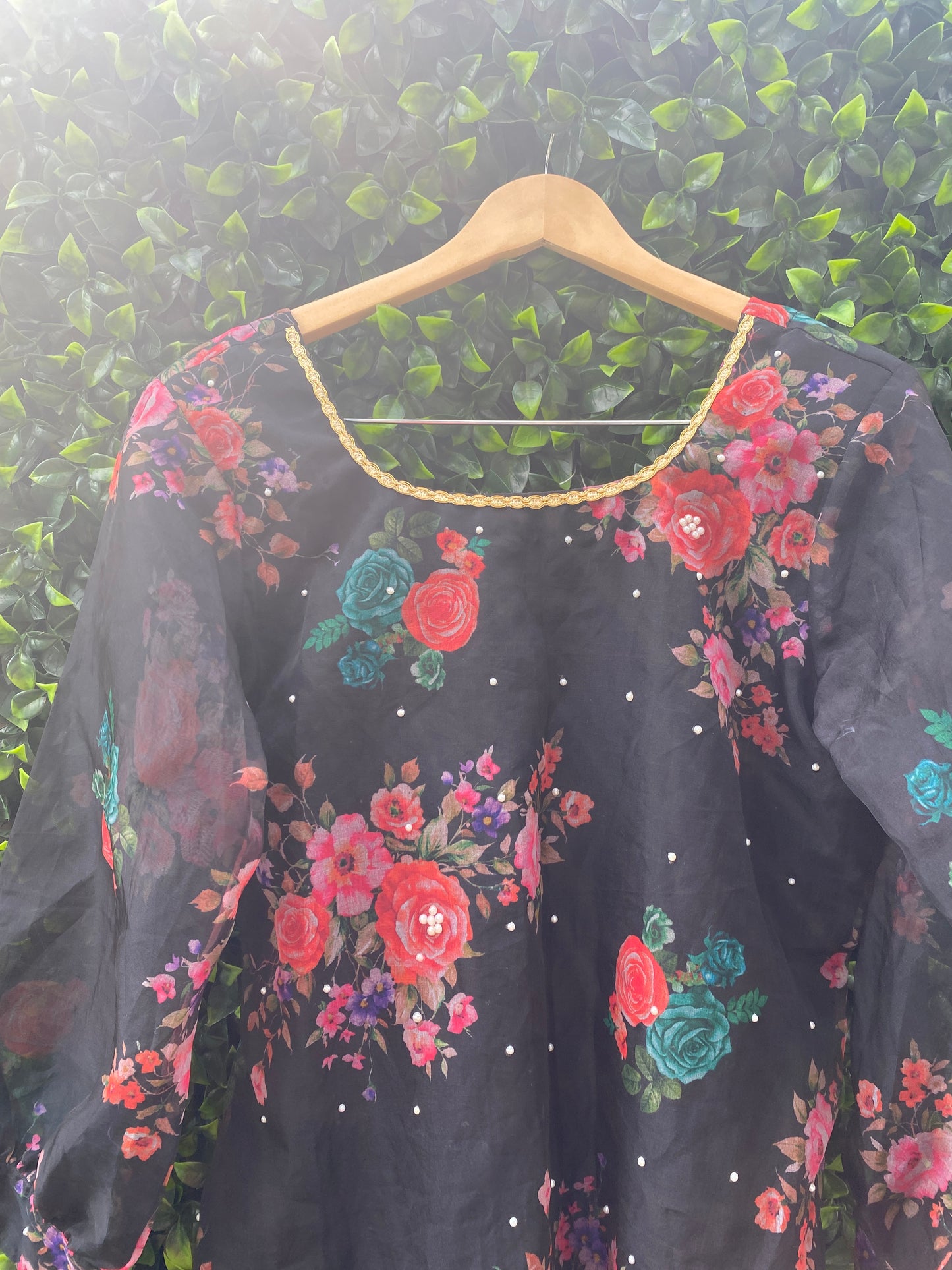 BLACK DESIGNER ORGANZA KURTA