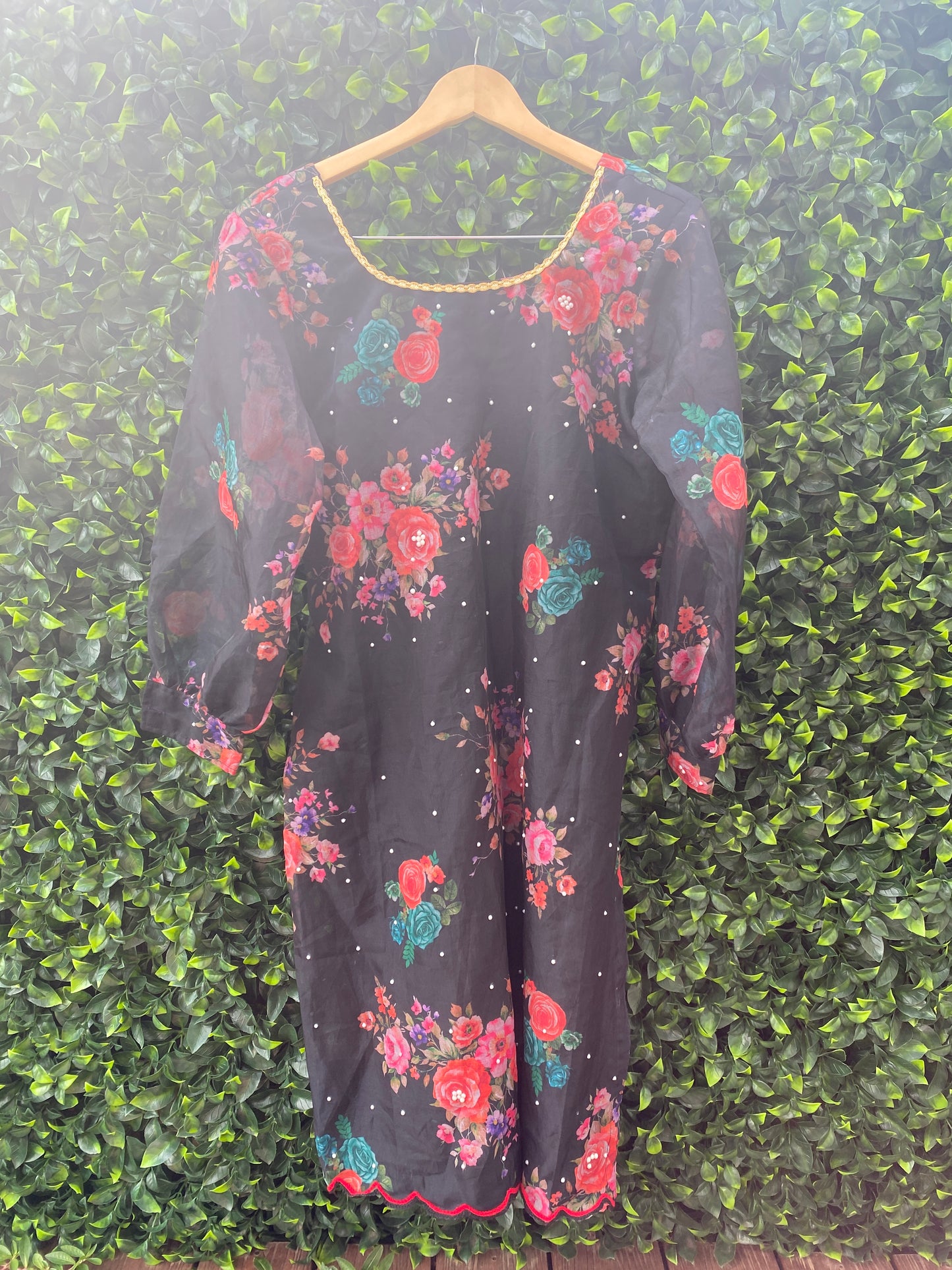 BLACK DESIGNER ORGANZA KURTA