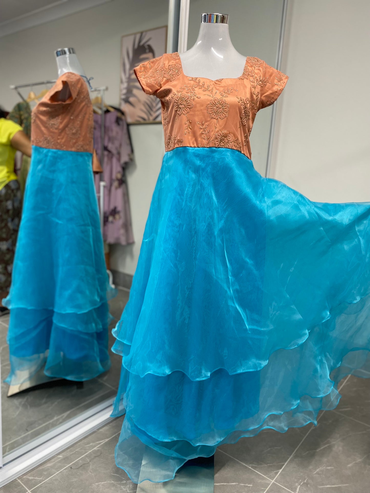 LAYERS LONG DRESS SKY BLUE