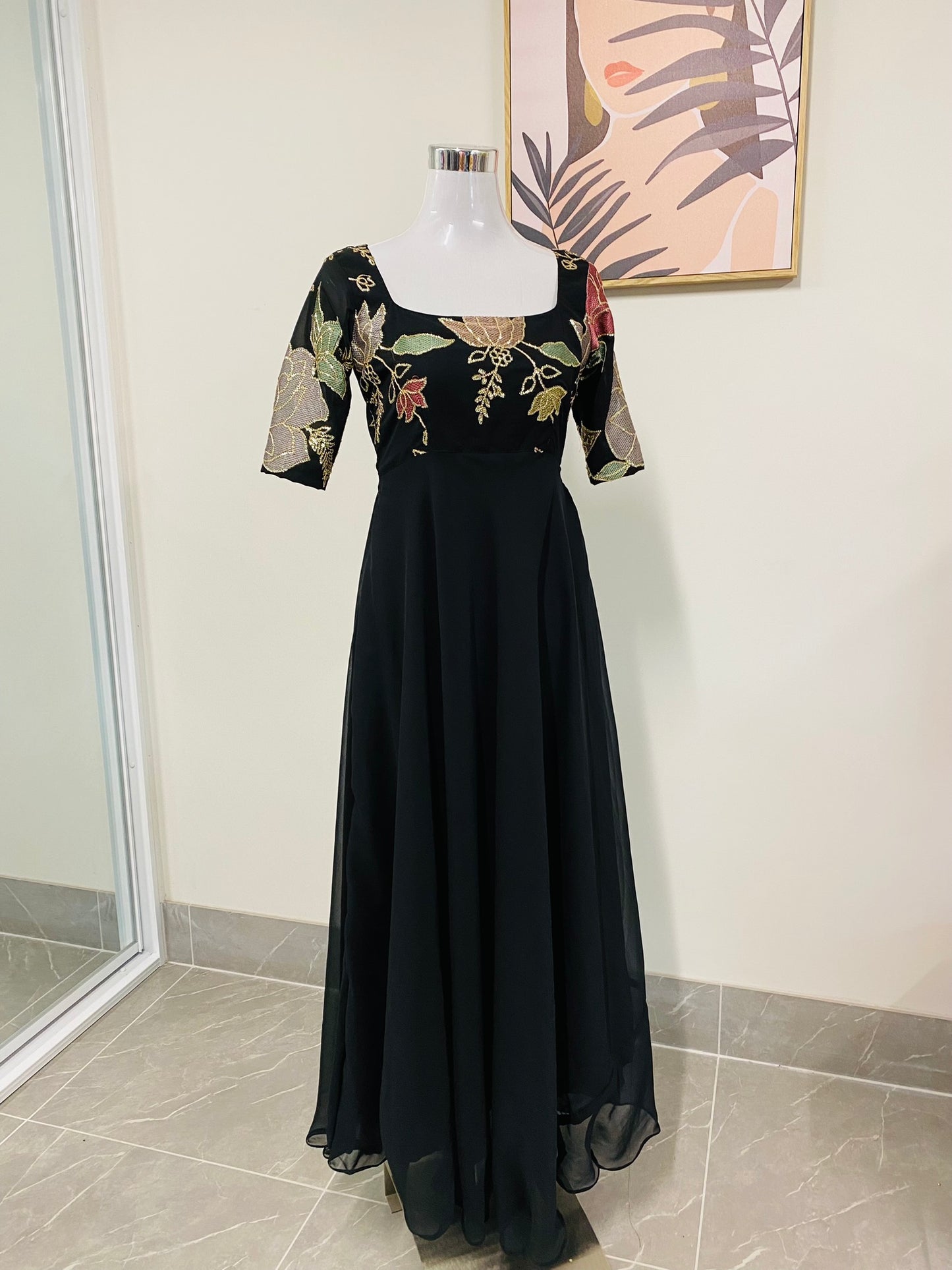 PURE GEORGETTE LONG DRESS BLACK