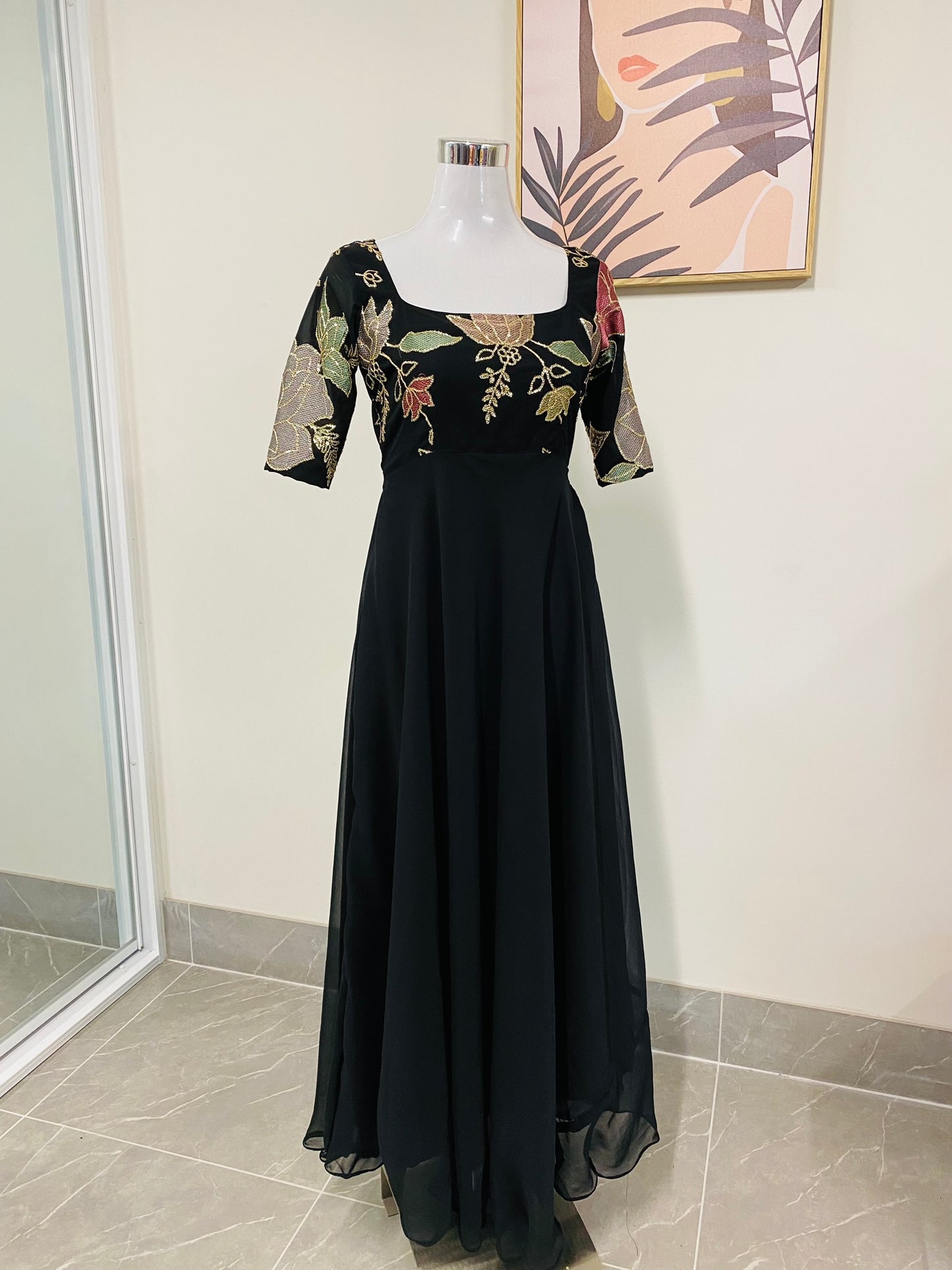 PURE GEORGETTE LONG DRESS BLACK