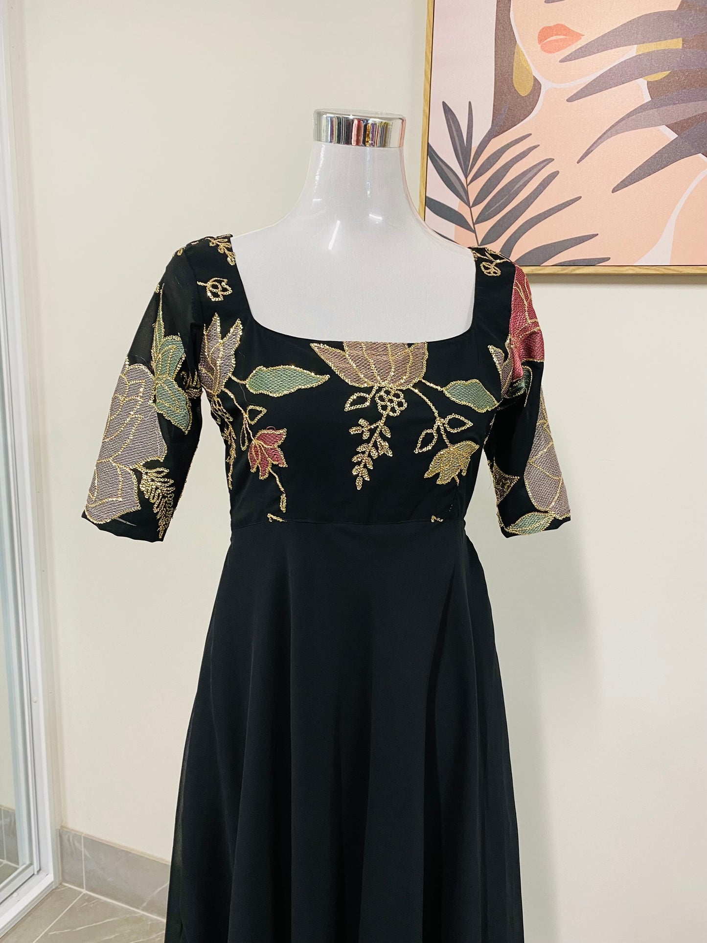 PURE GEORGETTE LONG DRESS BLACK