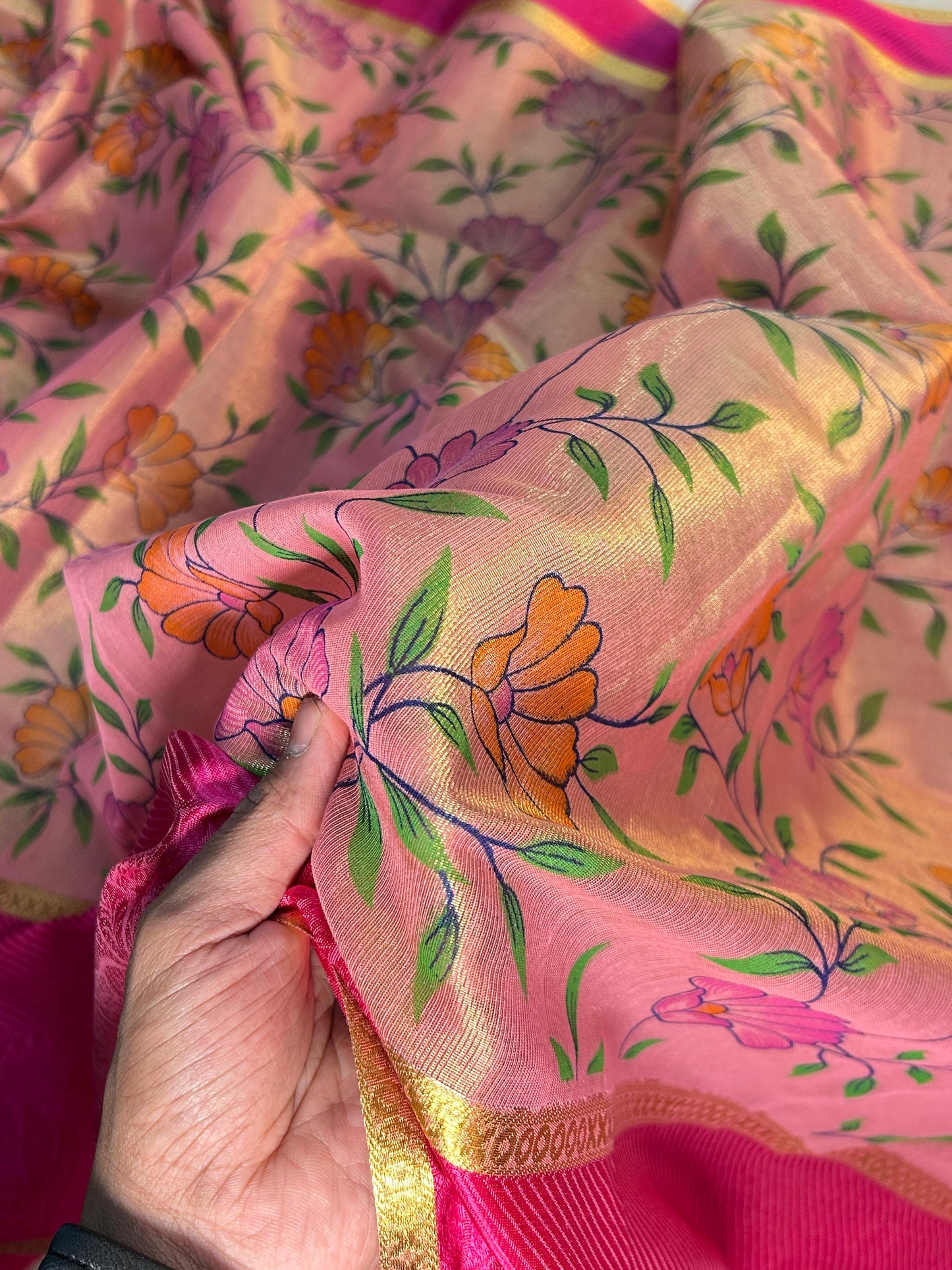 BANARASI PINK ZARI TISSUE SAREE