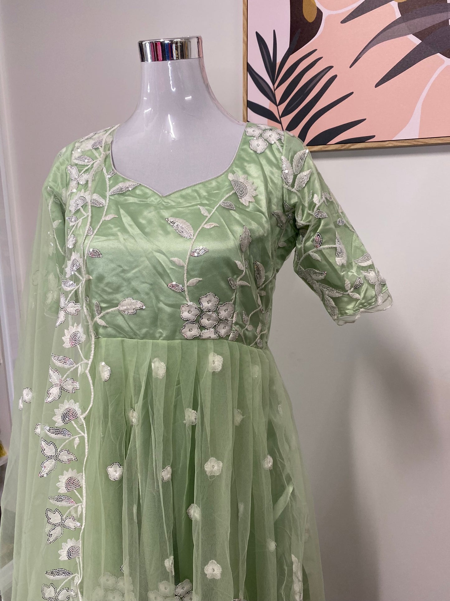 Designer Long Dress Green