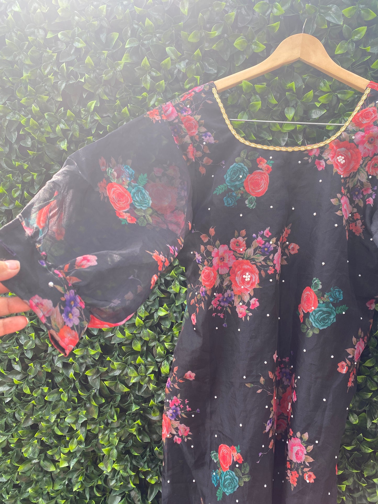 BLACK DESIGNER ORGANZA KURTA