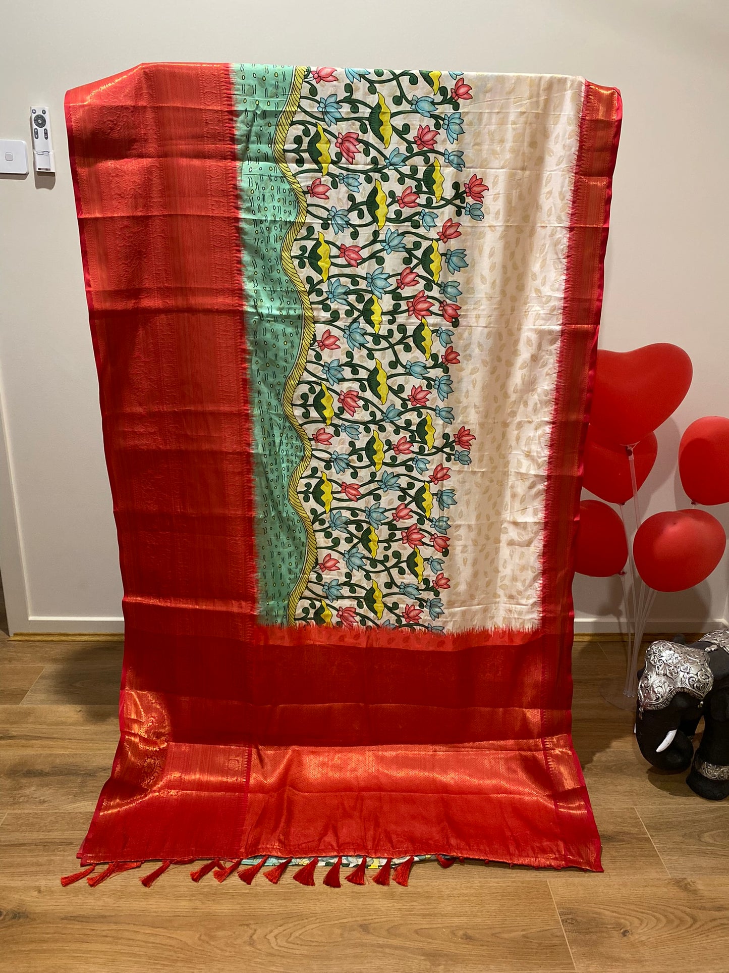 Pen Kalamkari Semi Banarasi Saree