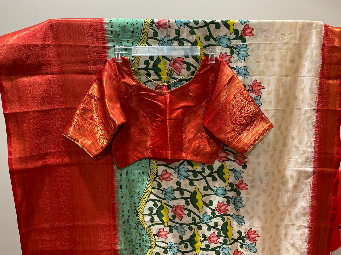 Pen Kalamkari Semi Banarasi Saree