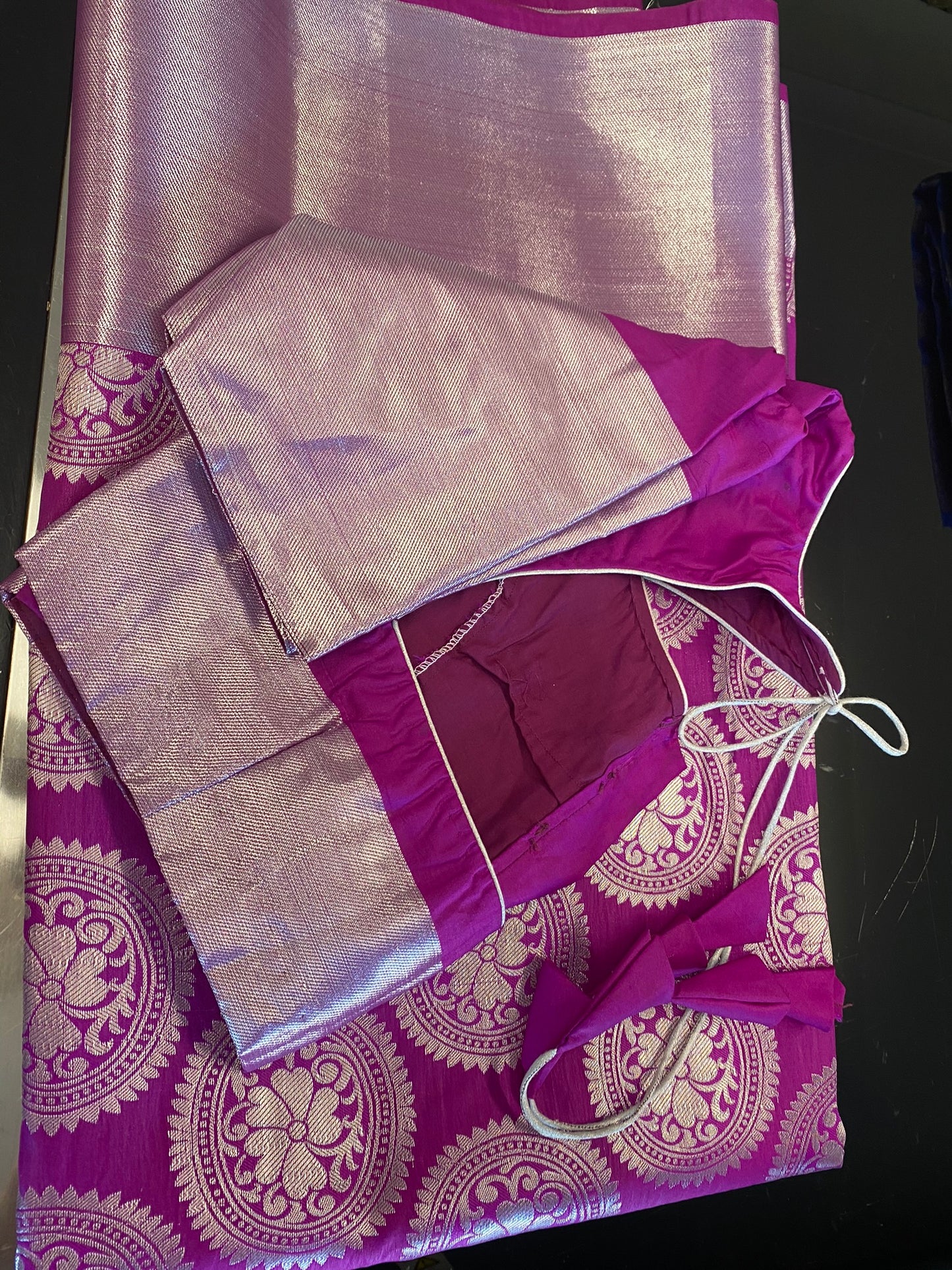 Fancy Silk Silver Zari Saree - Purple