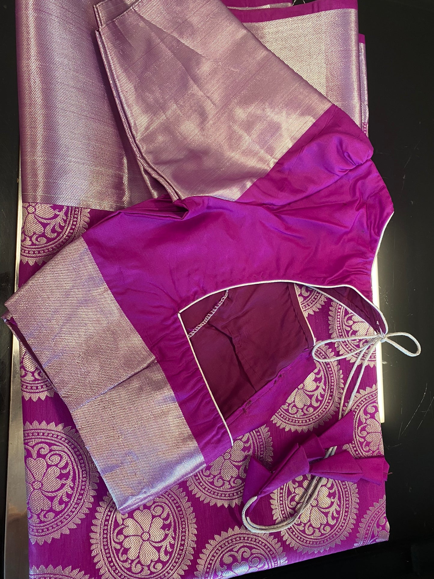 Fancy Silk Silver Zari Saree - Purple