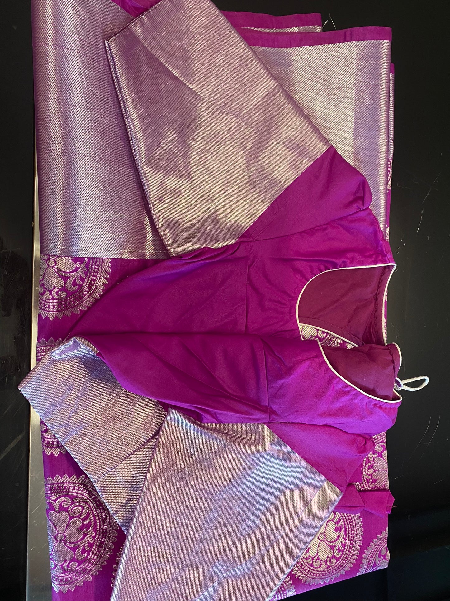 Fancy Silk Silver Zari Saree - Purple