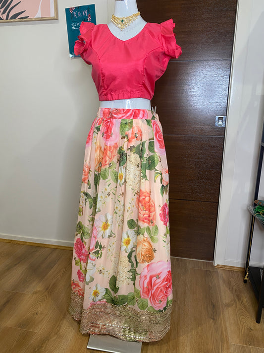 FLORAL CROP TOP LEHENGA